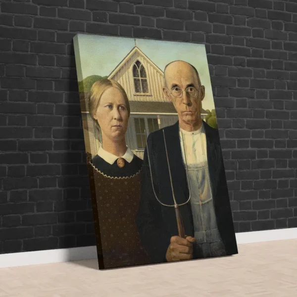 Amerikan Gotiği 1930 (Grant Wood) Klasik Kanvas Tablo